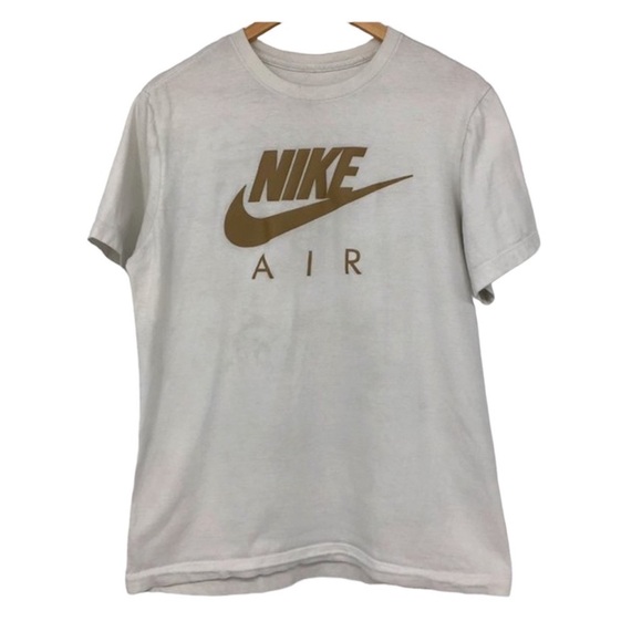 Nike Air white tan Swoosh crewneck graphic t-shirt Medium - Picture 1 of 14